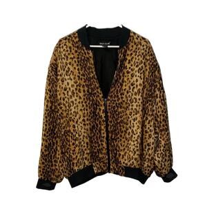 SILK CLUB Women's Size M 100% Silk" Cheetah Print Full Zip Bomber Jacket